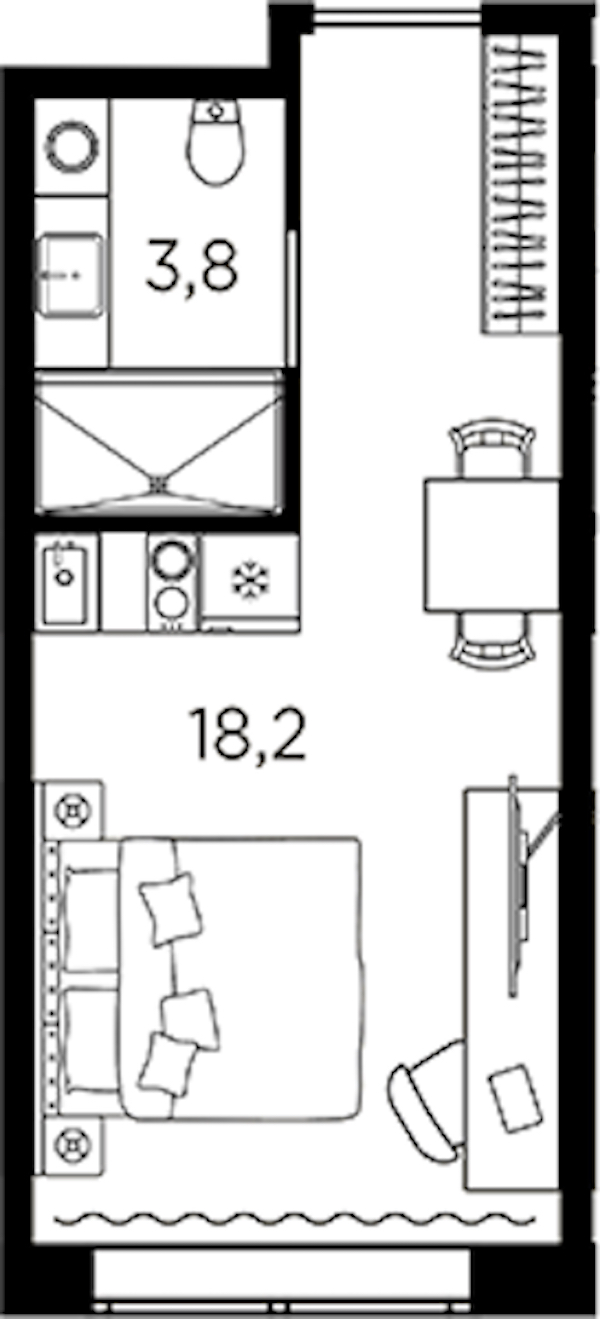 Квартира студия 22 м², 5/13 эт., ЖК «AVENIR Industrial»